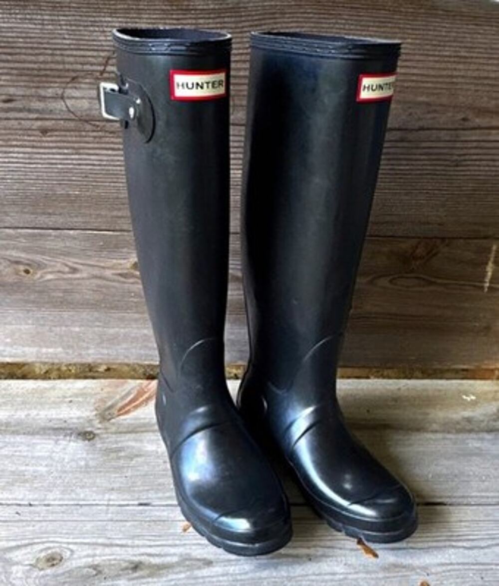 Hunter Women’s Knee High Waterproof Black Rubber Rain Boots Buckle US 8